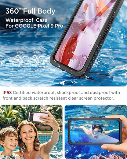 Miimall for Google Pixel 9 Pro Case Waterproof,[IP68 Waterproof &Dual-Layer Protection][Built-in Screen Protector&Camera Protector] Full Body RuggedShockproofWaterproofPhone Case for Pixel 9 Pro 6.3"