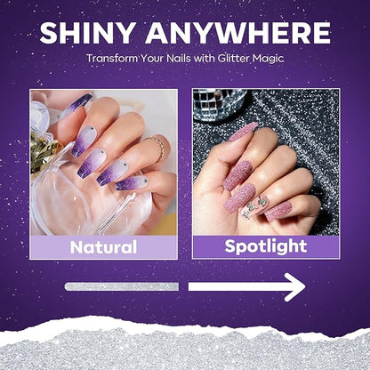 modelones Nail Polish Set 6 Colors Red Nude Gold Glitter Min Nail Polish Set Quick Dry Diamond Silver Sparkle Winter Nail Polish Manicure DIY Nail Art Salon Home Gift for Women Girl