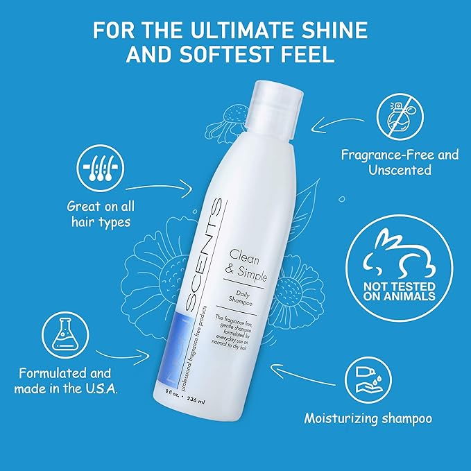 Nonscents Original Formula Fragrance Free Shampoo, Hypoallergenic for All Hair Types, Hydrating & Moisturizing Unscented Shampoo for Dry Scalp with Keratin and Silk Amino Acids Made in USA