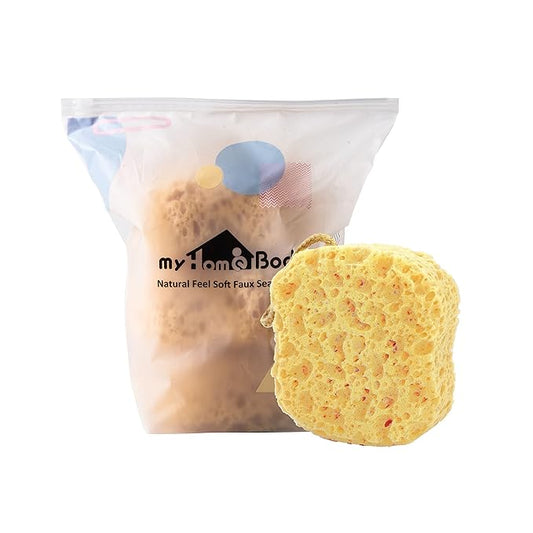 myHomeBody Bath Sponge, Foam Loofah, Body Scrubber for Bathing, Exfoliating Shower Pouf for Shower - Large Size, Lots of Lather, Square, 3 Pack