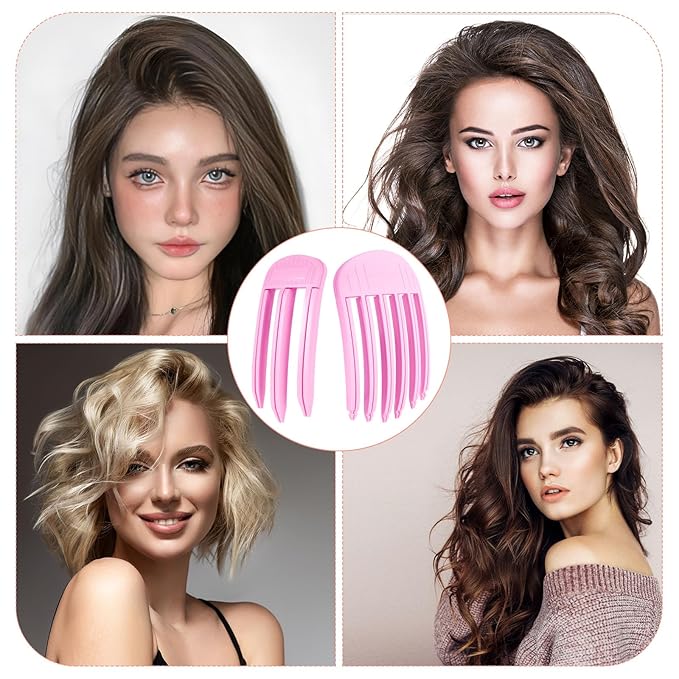 2PCS Volumizing Hair Clips for Women, Hair Volume Clip Styling Tools Volumizing Comb for Fluffy Bangs Clips for Root Lift Hair Styling Tools, Root Booster Clips, Rose Red