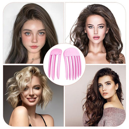 2PCS Volumizing Hair Clips for Women, Hair Volume Clip Styling Tools Volumizing Comb for Fluffy Bangs Clips for Root Lift Hair Styling Tools, Root Booster Clips, Rose Red