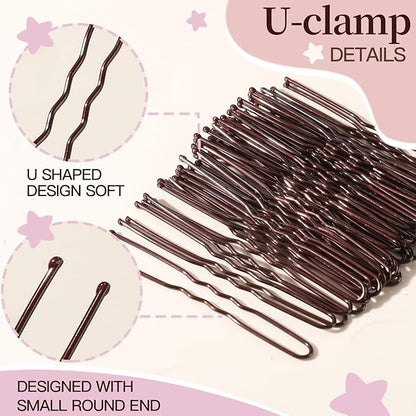 FANDAMEI Hair Net for Kids, Invisible Hair Nets 20PCS with U Shaped Bobby Pins 40PCS,30cm Hair Nets for Buns, Bun Hair Nets for Ballet Girls Hair Accessories Set for Hair Styling,Women,Girls-Brown