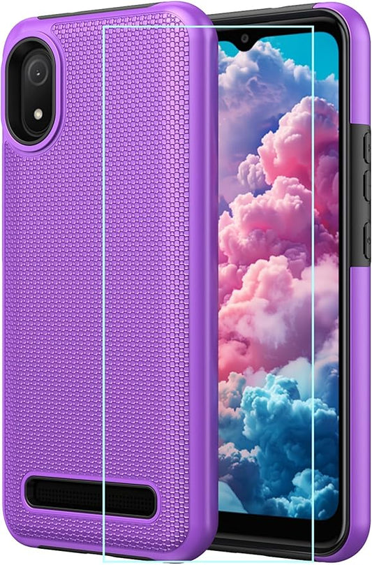 for Cloud Mobile C8 Phone Case with Screen Protector,Stratus C8 Phone Case Dual Layer Heavy Duty Protection,Slim Lightweight Rugged Military Grade Shockproof Cover for Cloud Stratus C8 Purple