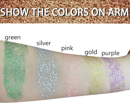 MEICOLY Green Face Glitter Stick,St Patricks Day Accessories,Irish St Patricks Day Outfit for Women,Face Body Hair Glitter for Women Kids,Rave Festival Mermaid Chunky Green Makeup for Mardi Gras