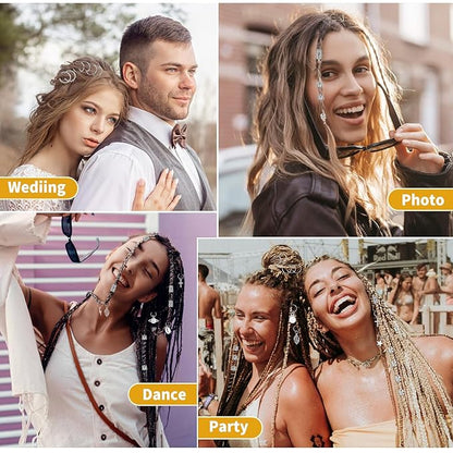Lucomb 259 Pcs Hair Jewelry, Hair Accessories for Braids Silver Loc Jewelry for Hair Dreadlocks Braid Jewelry Hair Cuffs Clips Dreadlock Accessories for Women's Hair Charms Rings Decoration