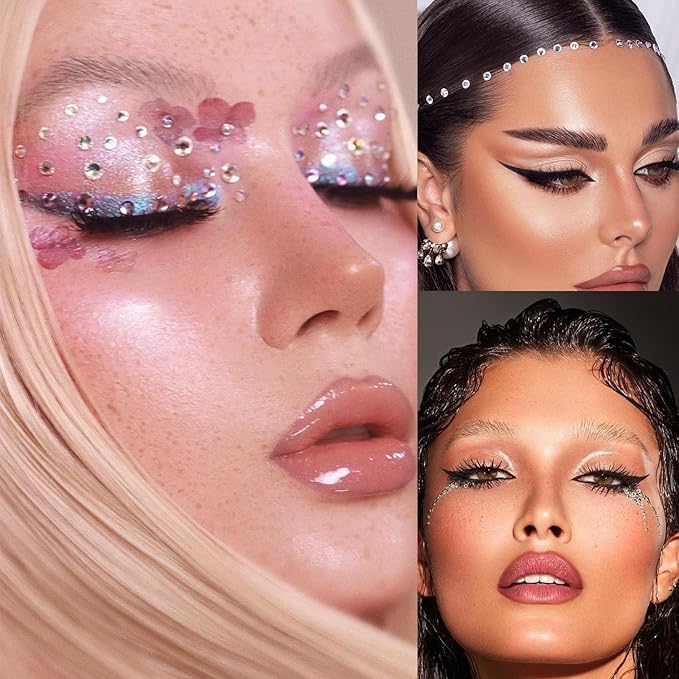 NOOEPC Face Gems Hair Gems, Self-Adhesive Face Jewels Eye Jewels Rhinestones 3/4/5/6 mm DIY Face Gems Stick on, Hair Body Rhinestones Gems Crystals Pearls for Face Eyes Makeup Body, Crafts