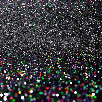 Hemway Premium Ultra Sparkle Glitter Multi Purpose Metallic Flake for Nail Art, Cosmetic Graded, Makeup, Festival, Party, Hair, Body and Eyes 100g / 3.5oz - Black Holographic