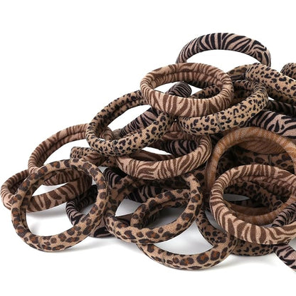 50PCS Seamless Hair Ties, Soft Ponytail Holders for Women, Nylon Large Bands, No Damage or Pull for Thick, Heavy, Curly Hair, 2 Inch Diameter, 5 Colors