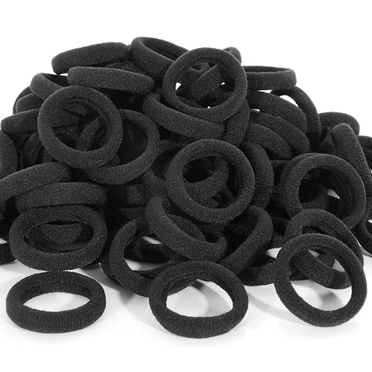 120 Pcs Baby Hair Ties, Cotton Toddler Hair Ties for Girls and Kids, Small Seamless Hair Bands Elastic Ponytail Holders(Black)