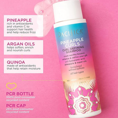 Pacifica Beauty 12.0 Fl Oz Pineapple Curls Curl Enhancing Shampoo - Hydrating & Frizz Control with Argan Oil & Hyaluronic Acid, Vegan + Cruelty Free