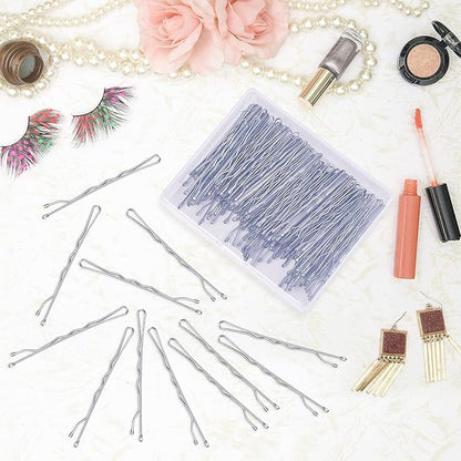 MORGLES Silver Bobby Pins for Gray Hair 120PCS 2Inches Hair Pins for Women with Box