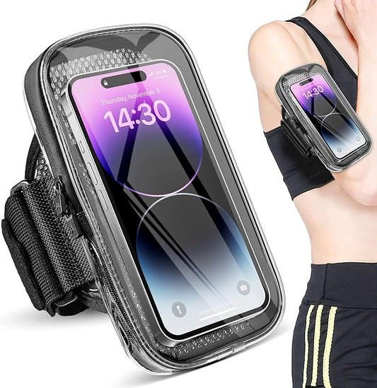 Phone Holder for Running, Armband for iPhone 16 15 14 13 Pro Max 12 11 Plus X Samsung Android Up to 6.9'', Universal Arm Bands Bag with Key Card Pocket for Exercise Walking Workout Fitness
