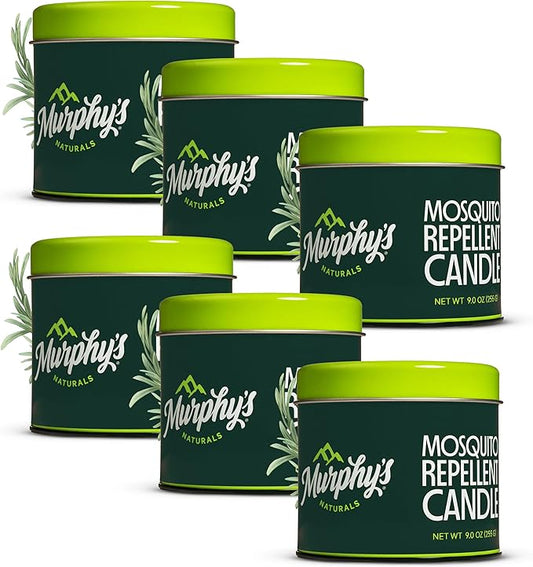 Murphy's Naturals Mosquito Bug Repellent Candles for Outdoor Patio, Citronella & Essential Oils, Soy/Beeswax Blend, 30-Hour Burn Time, 9 oz, 6-Pack