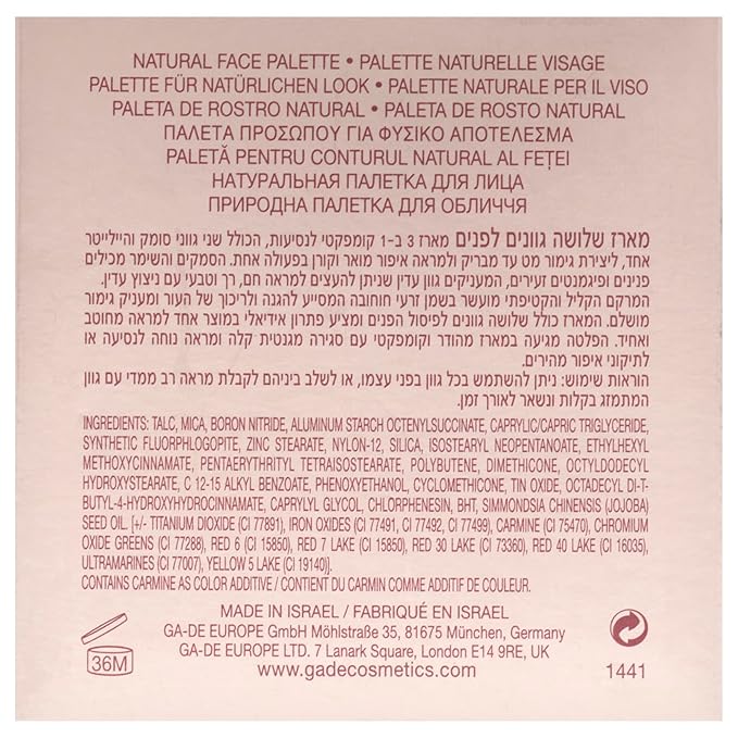 GA-DE Glow FX Natural Face Palette - Blush for Cheeks, Bronzer Powder, and Highlighter Makeup - Enriched with Jojoba Oil - 139 Blooming Chic - 0.42 oz