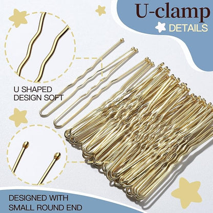 FANDAMEI Hair Net for Kids, 30cm Invisible Hair Nets 20PCS with 40PCS U Shaped Hair Pins, Hair Nets for Buns, Bun Hair Nets for Ballet Girls Hair Accessories Set for Women, Girls-Gold