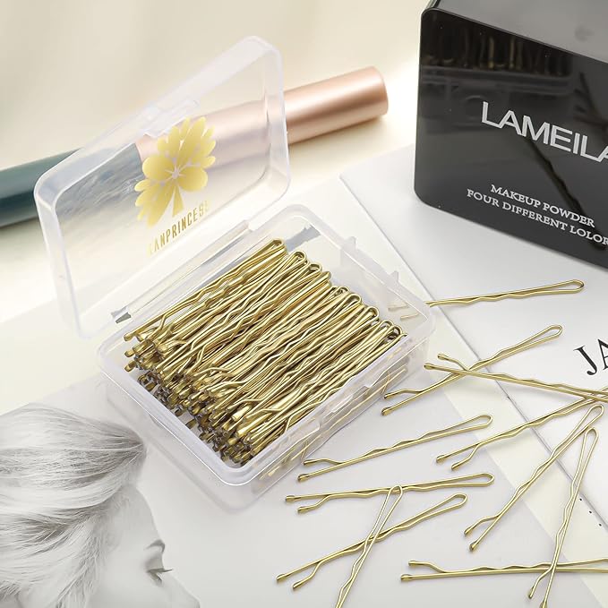 100PCS 2Inches Hair Pins Kit Hair Clips Secure Hold Bobby Pins Hair Clips for Women Girls and Hairdressing Salon With Clear Storage Box(Gold)