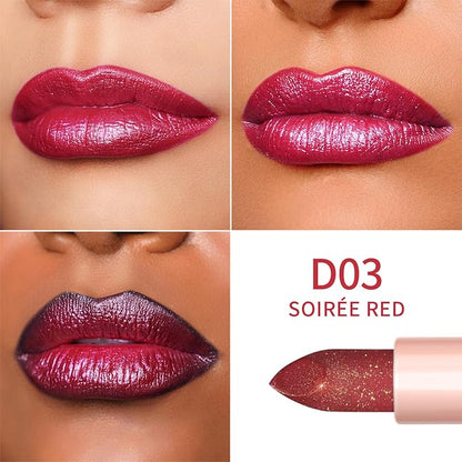 Oulac Shimmer Lipstick Set - 2PCS Vegan Tinted Lip Balm with Nourishing & Hydrating Formula for Soft, Radiant Lips, D03+D04