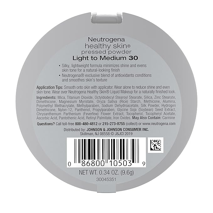 Neutrogena Healthy Skin Pressed Makeup Powder Compact with Antioxidants & Pro Vitamin B5, Evens Tone, Minimizes Shine & Conditions, Light to Medium 30.34 oz (Pack of 2)