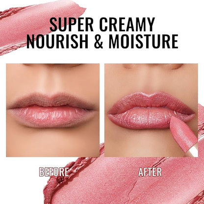 Oulac Moisturizing Pink Lipstick for Women - Tinted Lip Balm with Shimmmer, Lightweight Lip Makeup, Nourishing & Hydrating Formula, Vegan & Gluten Free, PG03 Pink Jewel