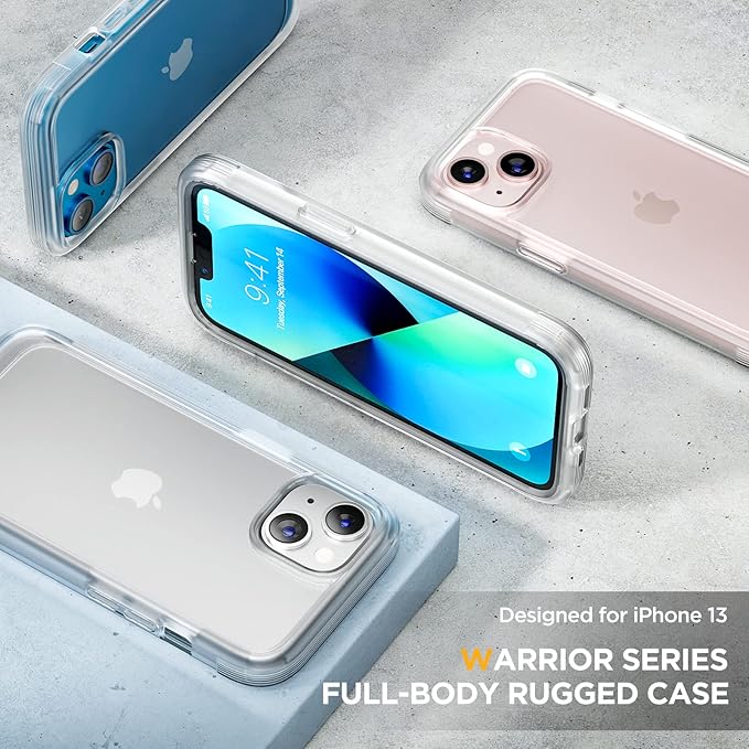 Miracase Compatible with iPhone 13 case 6.1 inch, 2023 New Full-Body Glass Clear Case Bumper Case with Built-in 9H Tempered Glass Screen Protector for iPhone 13, Matte Clear