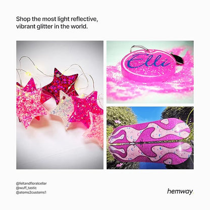 Hemway Premium Multi Purpose Glitter Dust Powder 100g / 3.5oz Arts & Crafts Wine Glass Decoration Weddings Cards Flowers Cosmetic Face Eye Body Nails Skin Hair (Rose Gold Holographic)