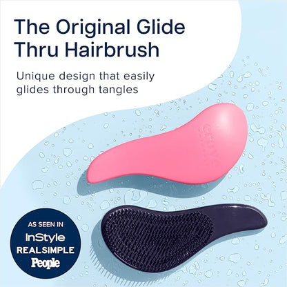 Crave Naturals Glide Thru Hair Brush - Detangler Brush for Curly, Straight, Wet or Dry Hair - Gentle Detangling Brushes for Adults, Kids, Toddlers - Hair Accessories for Women, 7.5x3" - Pink