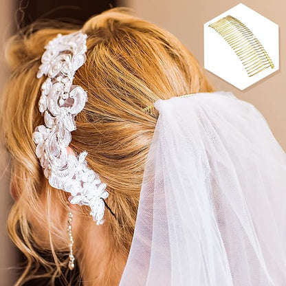 5 Pieces Hair Clip Combs Metal Wire Hair Combs Wire Twist Bridal Wedding Veil Combs (Golden,30 Teeth)