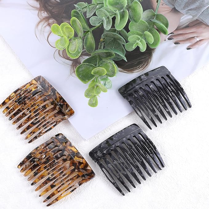 4 Pcs French Side Combs for Small French Twist, Decorative Hair Clips, Women's Bun Strong Hold Clips, Styling Accessories