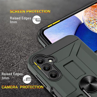 for Galaxy A14 5G Case, for Galaxy A14 5G Case with [3X Tempered Glass Screen Protector], Built-in Ring Kickstand and Magnetic Car Mount Shockproof Dropproof Armor Case for Galaxy A14 5G - Green