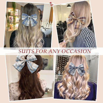 8 PCS Hair Bows for Womens Girls,Bow-knot Hair Clips for Women Thick Hair & Thin Hair,Big Bows Hair Clips,Nonslip Bow Claw Clips for Womens