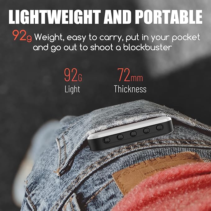 Selfie Light - BANSINE USB-Rechargeable LED Phone Light - Portable Photo Light with 97+ CRI, Up to 6500K Color Temperature for Selfie, Zoom Conference, Video, Makeup and Live Stream