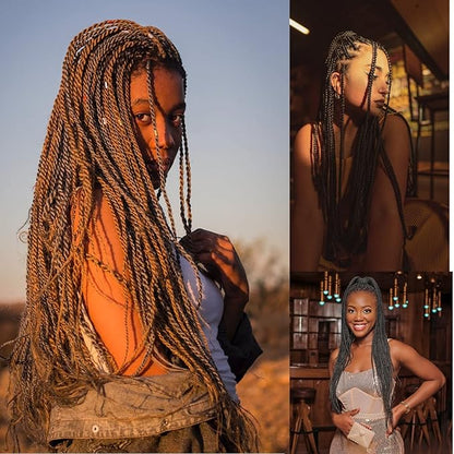 Ombre Pre stretched Braiding Hair, 36 inches Braid Hair Extensions, 8 packs Multi Color blend braiding hair pre-stretched, Crochet Hair Braiding(36''-8packs, 1b/30/27)