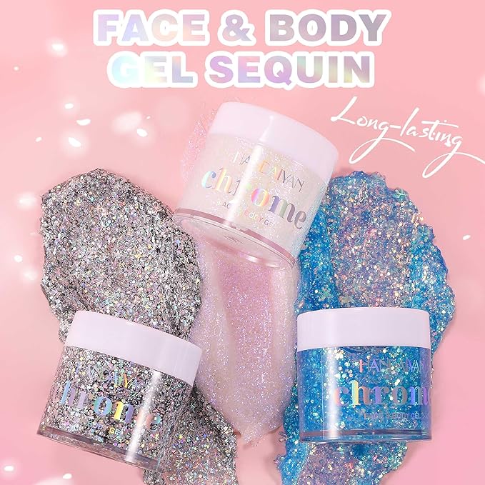 Holographic Body Glitter Gel - Cosmetic-Grade, Color Changing Long-Lasting Glitter for Face, Body, and Hair, Safe and Easy to Use, Perfect for Festivals Parties (Green Bubble)