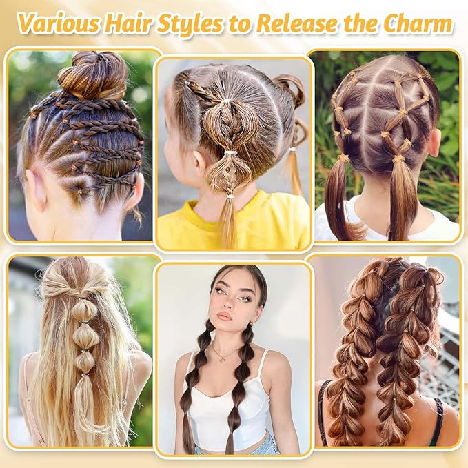 2800Pcs Neutral Color Rubber Bands for Hair, Small Elastic Hair Ties with Organizer Box Mini Plastic Hair Bands with Hair Tie Cutter Hair Styling Accessories Tool Set for Girls Kids Baby Toddler Women