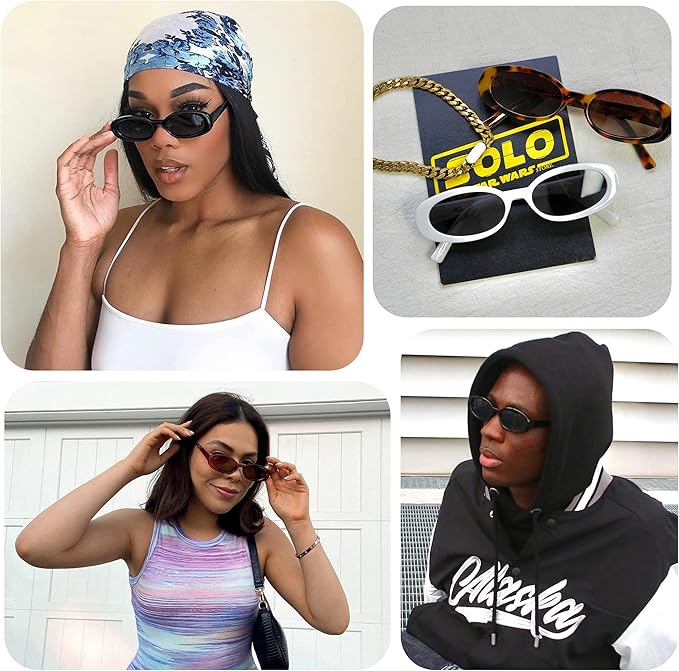 VANLINKER Polarized Retro Oval Sunglasses for Women and Men Small 90s Style VL9580