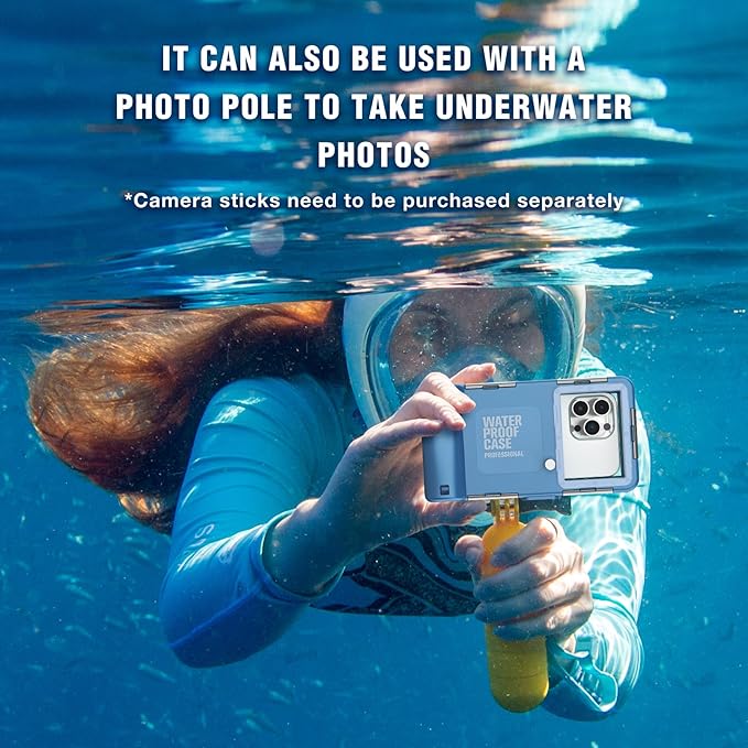 2025 Underwater Snorkeling Diving Phone Case for iPhone 16/15/14/13/12/11 Pro Max/XS/X Samsung Galaxy S24/S23/S22/，[50ft/15m] Professional Scuba Dive Waterproof Case Underwater Photo Video Cove-（Blue）