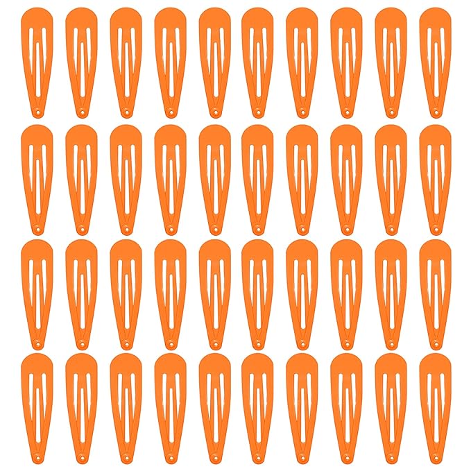 40 Counts Orange Color Metal Snap Hair Clips 2 Inch Barrettes for Women Accessories