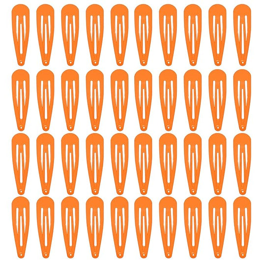 40 Counts Orange Color Metal Snap Hair Clips 2 Inch Barrettes for Women Accessories