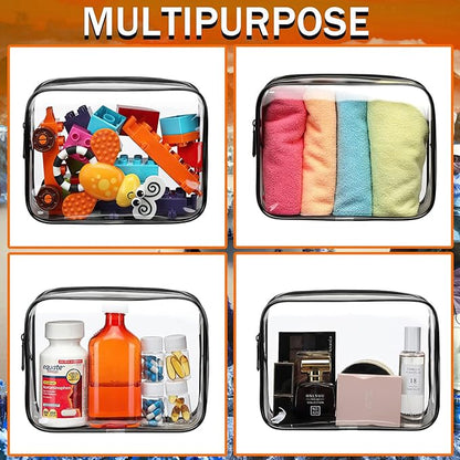 18 Pieces Clear Cosmetics Bag Bulk, TSA Approved Toiletry Bag for Travel, Clear PVC Zippered Cosmetic Makeup Pouch, Waterproof Vinyl Plastic Organizer Case for Vacation Bathroom (Small)