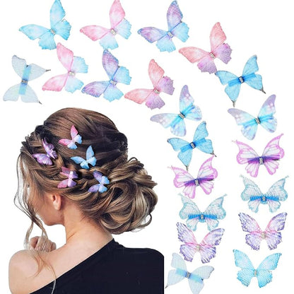 20Pcs Moving Glitter Hair Clips, Fairy Hair Accessories for Women and Teens, Colorful 90s Clips (Blue)