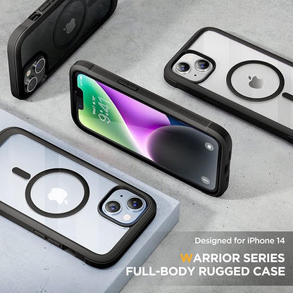 Miracase Glass Series Designed for iPhone 14 Plus Case 6.7 inch, 2023 Upgrade Full-Body Magnetic Clear Case with Built-in 9H Tempered Glass Screen Protector,Compatible with MagSafe,Black
