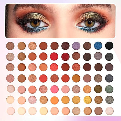 70 Colors Eyeshadow Palette,Matte Glitter Eyeshadow Makeup Palette with Eyeshadow Brush,Highly Pigmented Colorful Shimmer Eye Shadow Palette Makeup Kit for Women A