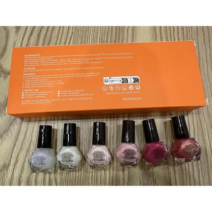 modelones Nail Polish Set, 6 Colors Quick Dry Nude Hot Pink Chrome Nail Polish Light Pink Shimmer Pearl Spring Summer Fingernail Polish DIY Nail Art Salon Home Easter Gifts for Women Girl