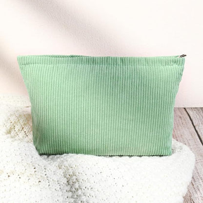 2 Pcs Corduroy Makeup Bag Large Cosmetic Bag Toiletry Bag Makeup Pouch Travel Bag Organizer Cute Makeup Brushes Aesthetic Accessories Storage Bag for Women Green