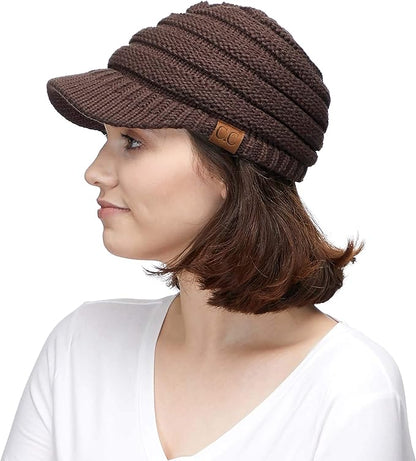 C.C Hatsandscarf Exclusives Women's Ribbed Knit Hat with Brim (YJ-131)(YJ-2023)