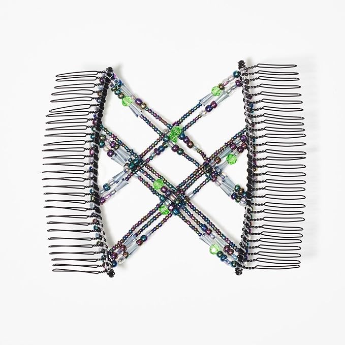Stretchy No-Slip Hair Clip for Thick, Wavy Naturally Curly, Kinky Hair - Updos in Seconds, No Damage, Creases, or Pain - Comfy UpDo, Ponytail, French Twist, Bun (Sea Lake - Large)