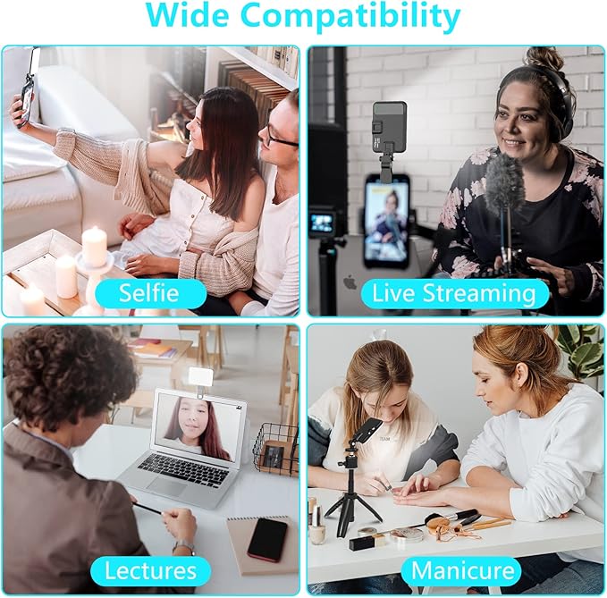 Selfie Light, 60 LED 2200mAh Rechargeable Cell Phone Fill Light 7 Modes, 10-Level Brightness, Portable Clip on Light for Phone/Tablet/Laptop, Zoom Call Vlog Makeup TikTok Video Fill Light