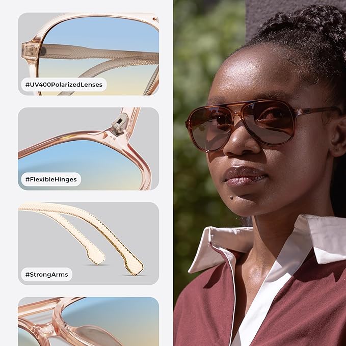 livho Trendy Polarized Aviator Sunglasses Women Men, Retro Sun Glasses for Women Men 2025, Oversized UV Protection Shades