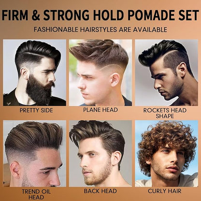 Hair Matte Wax for Men Firm & Strong Hold Matte Finish- Premium Water Based All Day Hold Hair Styling Clay- Hair Pomade Mens Styling Clay with Matte Shine- Mens Hair Styling Products Flake-Free(2PCS)